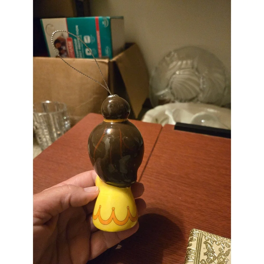 Disney Belle Beauty and the Beast Ceramic Christmas Ornament Yellow Dress Mirror